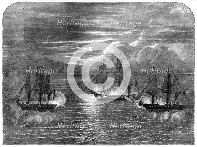 The 'USS Constitution' capturing the 'Cyane' and 'Levant', 1815, (1872). Artist: Unknown