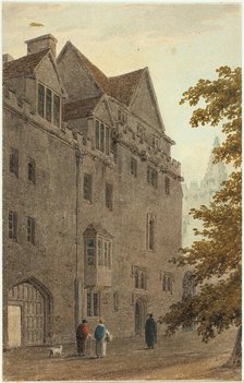 Old Magdalen Hall from the Gravel Walk Burnt Down A.D., 1815/16. Creator: Frederick Mackenzie.
