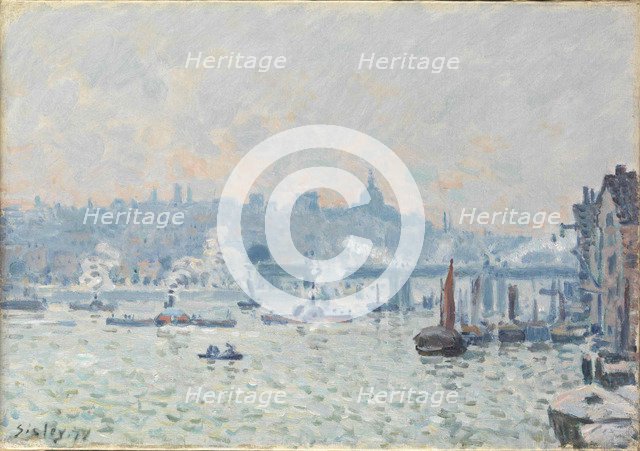 View of the Thames: Charing Cross Bridge , 1874.