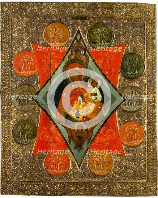 Mother of God of the Burning Bush, Mid of 16th cen.. Artist: Russian icon  
