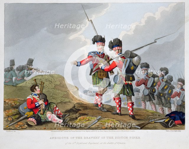 Highland troops at the Battle of Vimeiro, Peninsular War, 1808 (1816). Artist: Matthew Dubourg