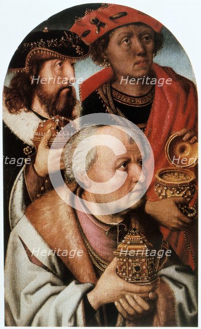 'The Adoration of the Magi' (detail), 15th century.  Artist: Anon