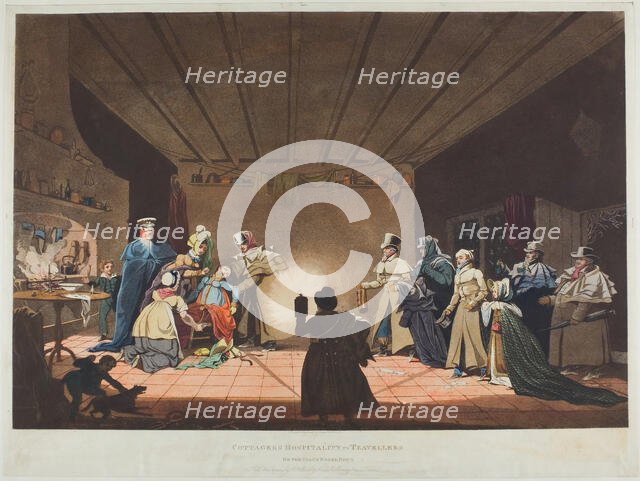Cottagers' Hospitality to Travellers or The Coach Broke Down, published March 27, 1819. Creator: James Pollard.