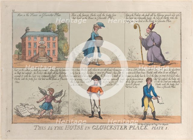 This is the House in Gloucester Place, Plate 1, May 26, 1809., May 26, 1809. Creator: Thomas Rowlandson.