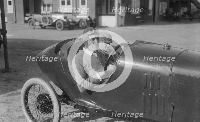 Andre Lombard in his Salmson at the JCC 200 Mile Race, Brooklands, Surrey, 1921. Artist: Bill Brunell.
