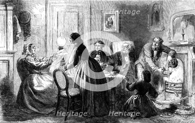 "A Pearl among Women": Lady Dick's commotion - drawn by L. Huard, 1861. Creator: Dalziel Brothers.