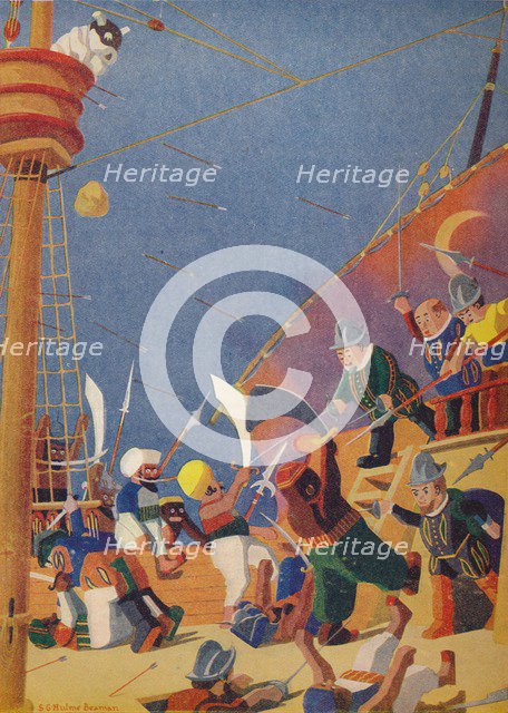 'The Fight with the Corsairs', 1937. Artist: Sydney George Hulme Beaman.