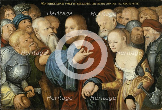 Christ and the Woman taken in Adultery, mid-16th century. Creator: Workshop of Lucas Cranach the Elder.