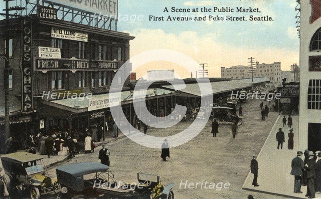 Public Market, First Avenue and Pike Street, Seattle, Washington, USA, 1915. Artist: Unknown
