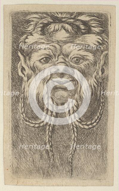 Satyr Mask with Overlapping Horns and Four Braided Strands of Beard, from Divers Ma..., ca. 1635-45. Creator: Francois Chauveau.