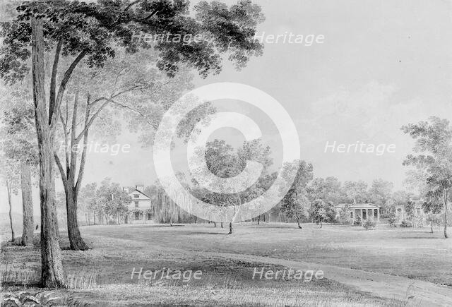 View of the David Hosack Estate, Hyde Park, New York, from the South (from Hosack Album),c1832. Creator: Thomas Kelah Wharton.