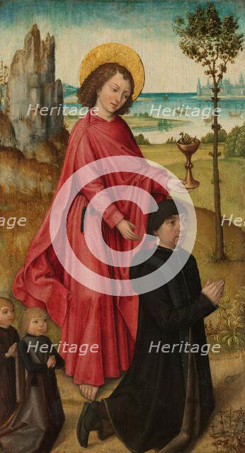 A Donor and his two Sons with Saint John the Evangelist, inner left wing of a triptych, c.1480-c.148 Creator: Master of the Saint Ursula Legend.