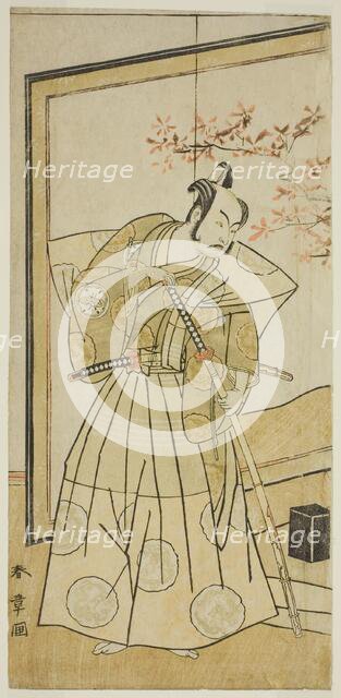 The Actor Nakamura Juzo II as Akita Jonosuke in the Play Onna Aruji Hatsuyuki no Sekai..., c. 1773. Creator: Shunsho.