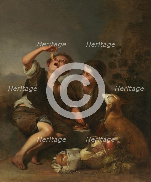 Two beggar boys eating fruit, 1842-1866.  Creator: Wladimir Swertschkoff.