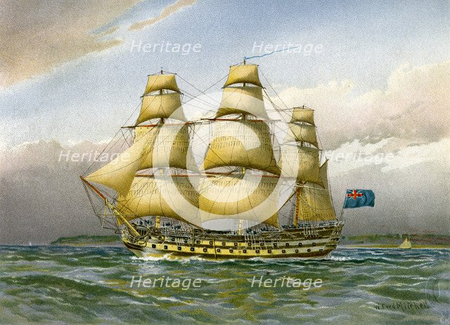 Royal Navy battle ship, c1760 (c1890-c1893). Artist: Unknown
