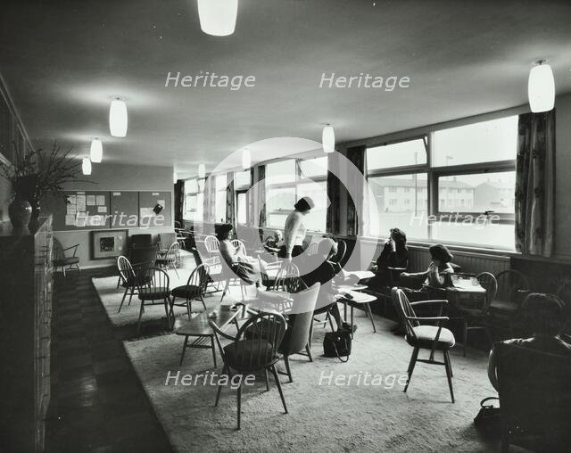 Abbey Wood County High School, Woolwich, London: teachers relaxing in the staff room, 1962. Creator: Unknown.