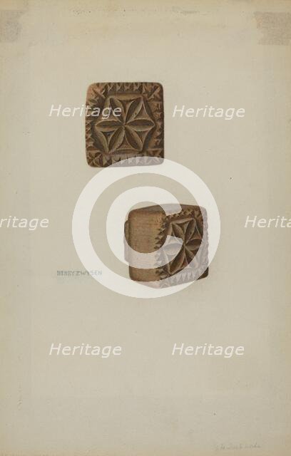 Pa. German Butter Mold, c. 1941. Creator: Henry Zwysen.