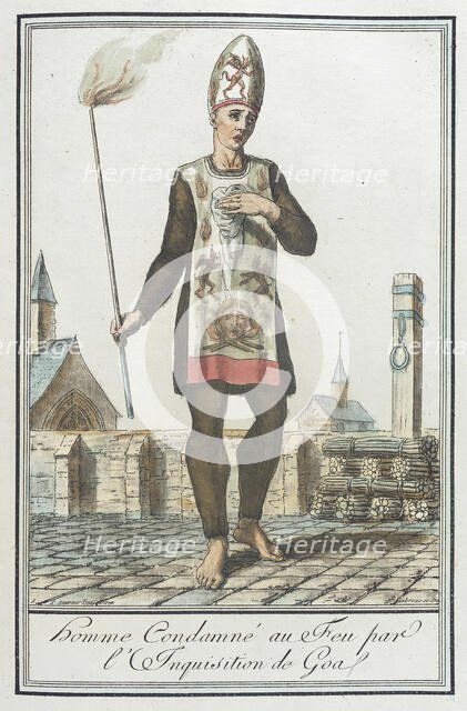 Costumes de Différents Pays, 'Homme Condamné au Feu par l'Inquisition de Goa', c1797. Creators: Jacques Grasset de Saint-Sauveur, LF Labrousse.
