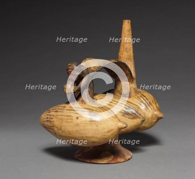 Stirrup Jar with Monkey and Three Fruits, 1000 or later. Creator: Unknown.