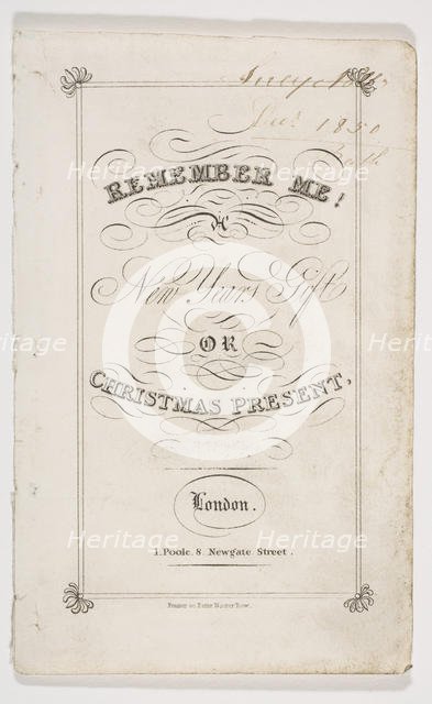 Remember Me! New Year's Gift or Christmas Present, 1826. Creator: Fenner.