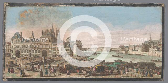 View of the town hall and the Seine River in Paris, 1700-1799. Creators: Anon, Jacques Rigaud.