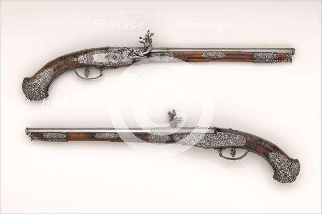 Pair of Wheellock Pistols, Italian, Brescia, mid-17th century. Creators: Giovan Antonio Gavacciolo, Giovanni Lazzarino Cominazzo.