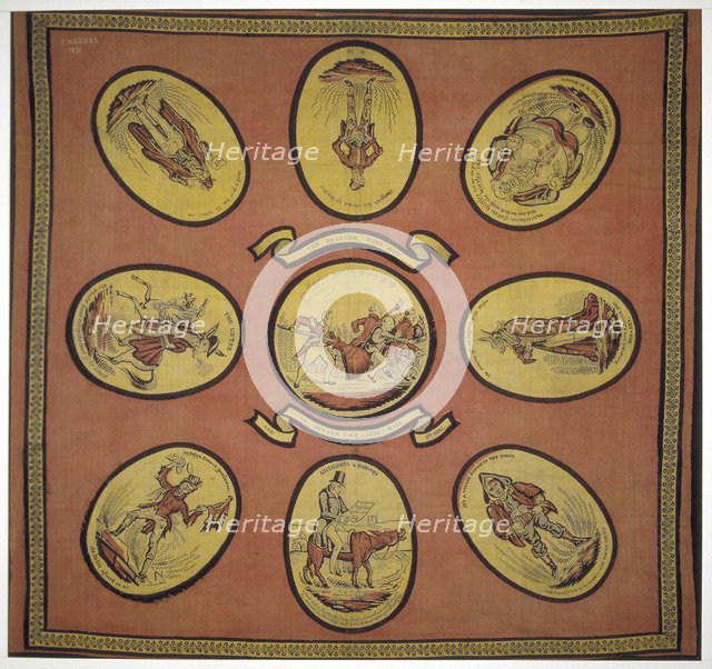 Handkerchief commemorating several events in the mayoralty of Alderman Sir John Key, 1831.           Artist: Anon