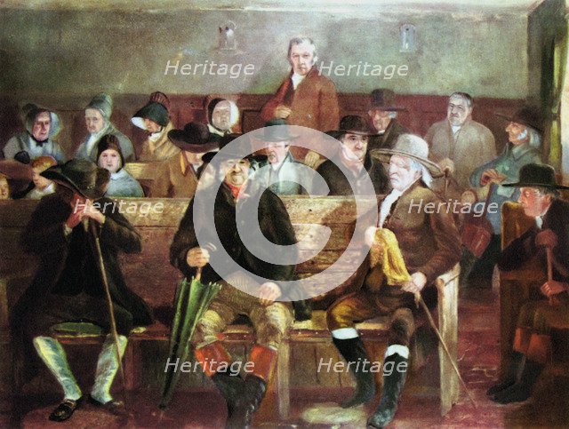 A Quaker meeting, 1839. Artist: Unknown
