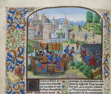 Richard II meets the rebels on 14 June 1381, ca 1470-1475. Creator: Liédet, Loyset (1420-1479).