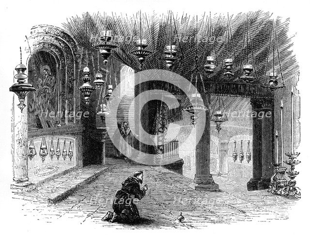 Interior of the Chapel of the Nativity, Bethlehem, c1888. Artist: Unknown