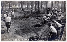 Soldiers digging and clearing trenches, Fort Sheridan, Illinois, USA, 1917. Artist: Unknown