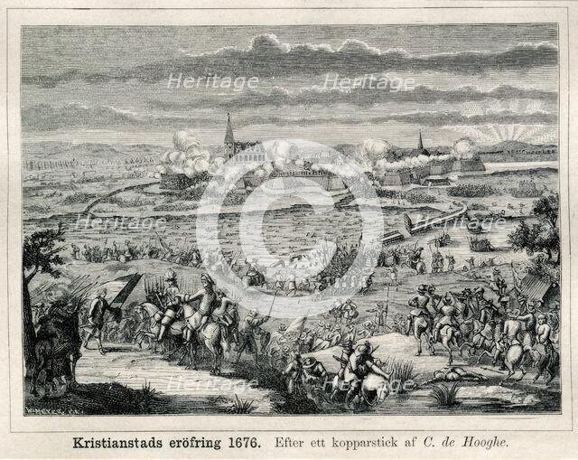 Conquest of Kristianstad, 1676. From Now and Then, 1887. After copper engraving by C. de Hooghe. Creator: C. de Hooghe (After)..