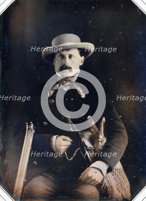 [Hunter with Hare], 1850-55. Creator: Unknown.