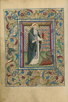 Saint Anthony Constraining a Devil; Book of Hours, about 1460. Creator: Unknown.