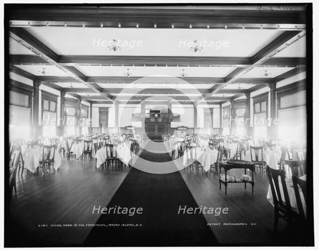 Dining room at the Frontenac, Round Island, N.Y., between 1890 and 1901. Creator: Unknown.