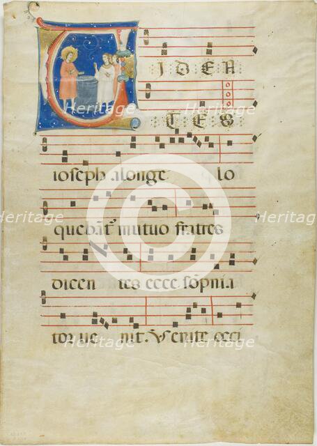 Joseph and his Brothers at the Well, Initial V from an Antiphonary, 1310/15. Creator: Neri da Rimini.