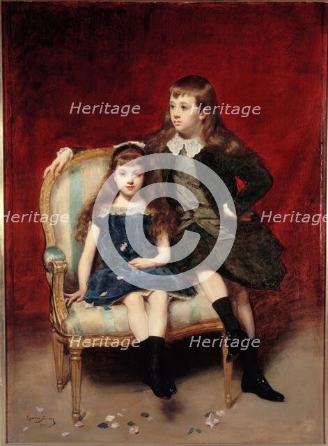 Portrait of Marguerite (1883-1973) and Robert (1880-1956) de Broglie, 1890. Creator: Charles Emile Auguste Carolus-Duran.