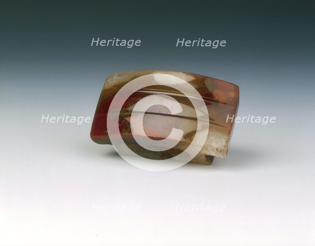 Red agate dagger scabbard slide, Western Han dynasty, China, 206 BC-8. Artist: Unknown