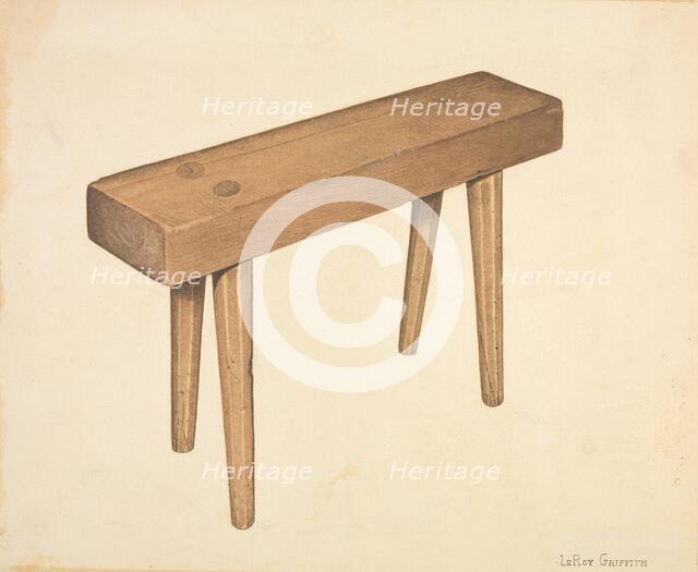 Dough Trough Bench, c. 1940. Creator: LeRoy Griffith.