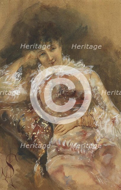 Portrait of Sarah Bernhardt (1844-1923), c. 1880. Creator: Stevens, Alfred (1823-1906).