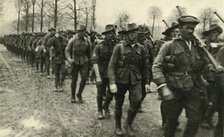 ANZAC soldiers marching to the front, France, First World War, c1916, (c1920). Creator: Unknown.
