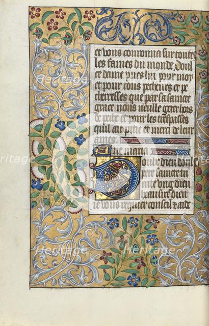 Book of Hours (Use of Rouen): fol. 151v, Elaborate Border of Foliage, c. 1470. Creator: Master of the Geneva Latini (French, active Rouen, 1460-80).
