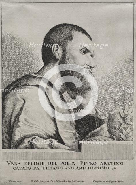Portrait of Pietro Aretino, 1649. Creator: Wenceslaus Hollar (Bohemian, 1607-1677).