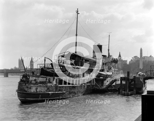 The Old Caledonia, derelict and fire damaged, Victoria Embankment, London, 1980. Artist: Paul Barkshire