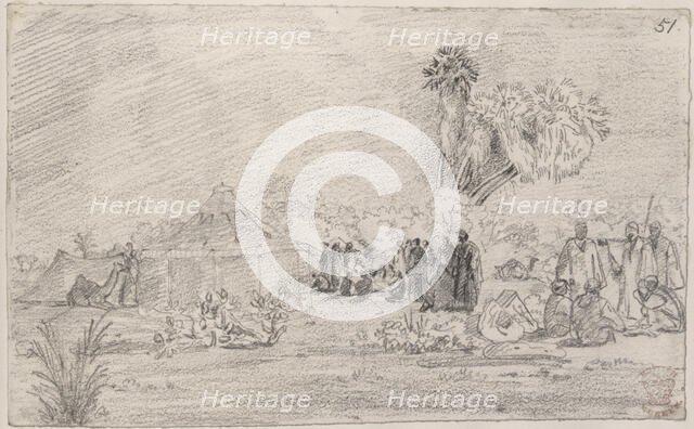 Tribesmen and tent. Creator: Unknown.