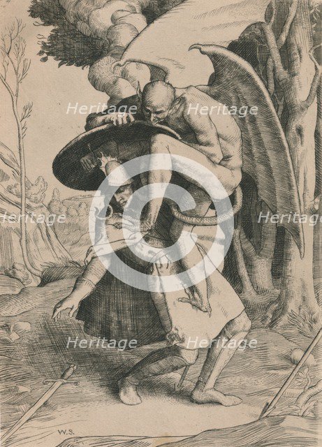 'Christian Fights Apollyon', c1916. Artist: William Strang.