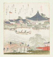 The banks of the Sumida river, Komatomeishi. Triptych from the series Umazukushi, Right part, 1822. Creator: Hokusai, Katsushika (1760-1849).