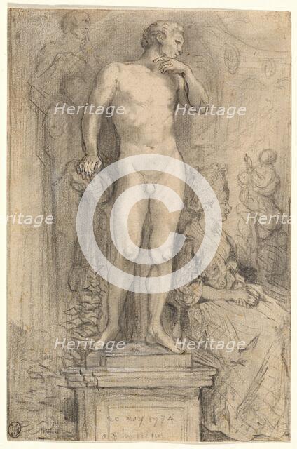 Rendezvous in the Palais Royal, 1774. Creator: Gabriel de Saint-Aubin.