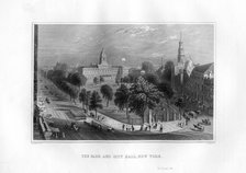 The Park and City Hall, New York, 1855.Artist: J Archer