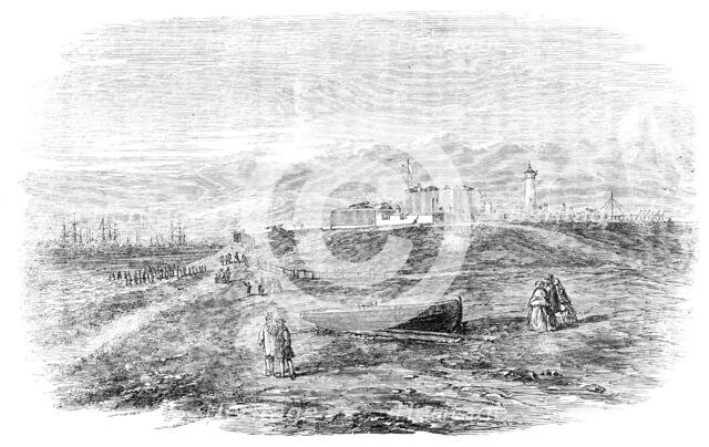 The Grand Naval Review, at Spithead: Southsea Castle, towards Portsmouth, 1856.  Creator: Unknown.
